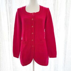 POSSE RUBY RED SABRINA KNIT CARDIGAN LONG SLEEVE BUTTON UP SWEATER